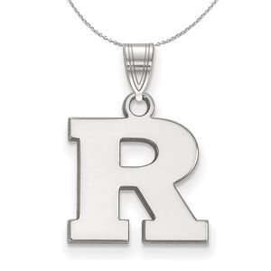 Sterling Silver Rutgers Small Initial R Necklace - 16 inch